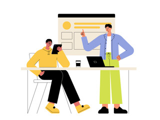 Business marketing presentation. Meeting and presentation vector illustration