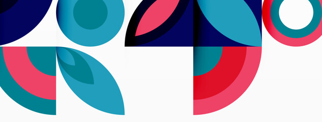 Obraz premium An artistic logo featuring circles and leaves in shades of azure, aqua, and magenta on a white background, creating a vibrant and eyecatching design