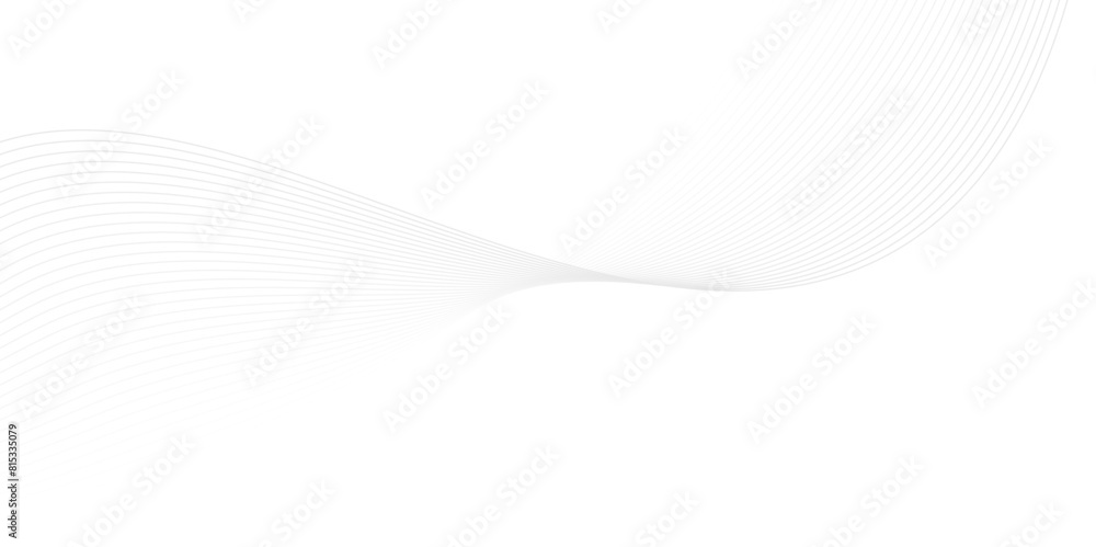 Poster abstract grey smooth wave lines isolated on transparent background, digital future technology concep