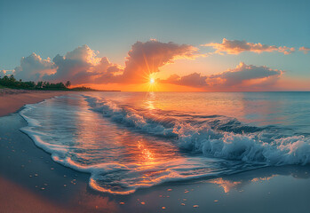 sunset over the river