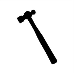 Vintage hammer silhouette isolated on white background. Vintage hammer icon vector illustration.
