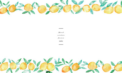 水彩画。水彩タッチのレモンベクターイラスト。夏の水彩レモンイラスト。爽やかな夏のレモン柄。Watercolor painting. Lemon vector illustration with watercolor touch. Summer watercolor lemon illustration. Refreshing summer lemon pattern.