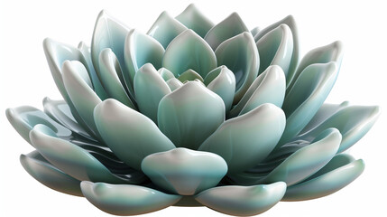 Fototapeta premium succulent in a white pot on a white background isolated. minimalist modern banner or header with succulent plants on a white surface with lots of copyspace for your text - top view / flat lay. 
