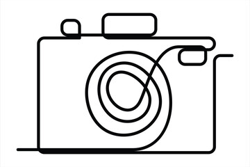 continuous single line drawing Line art of retro photo camera icon Vector illustration
