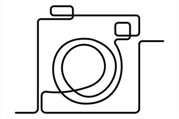 continuous single line drawing Line art of retro photo camera icon Vector illustration
