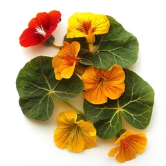 Jewel Nasturtium, indoor flower, isolated on white backgrounds