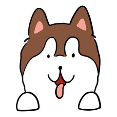 Different type of vector cartoon dog faces for design.