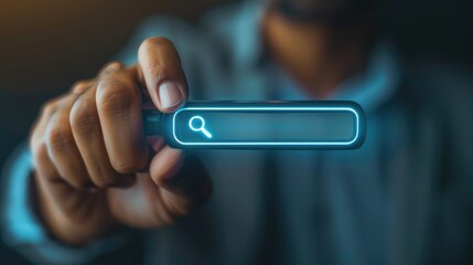 Search bar, online navigation, efficiently search and explore information on websites, apps and digital platforms, touch screen searching engine icon