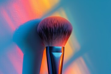 A brush is sitting on a wall with a colorful background - Powered by Adobe