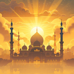 Eid Al-Fitr, A Vector Illustration Masterpiece Celebrating the Spirit of a Cherished Muslim Festival
