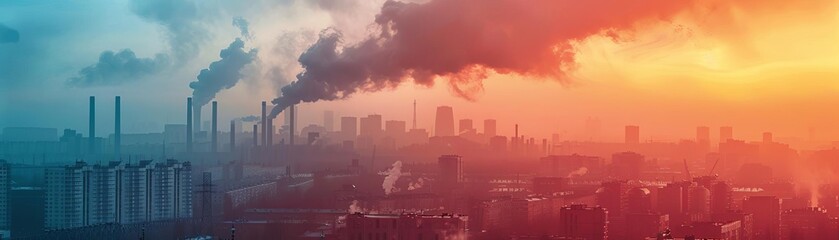 Pollution and public health flat design top view air quality and diseases theme animation Splitcomplementary color scheme