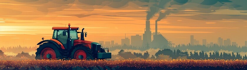 Fototapeta premium Pollution from agricultural activities flat design front view pesticide runoff theme water color Analogous Color Scheme