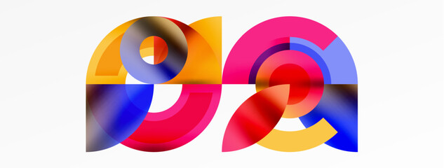 Round elements and circles geometric minimal composition background. Vector Illustration For Wallpaper, Banner, Background, Card, Book Illustration, landing page