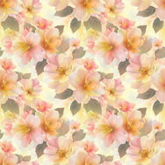 Floral yellow color, form natural, seamless fabric pattern.