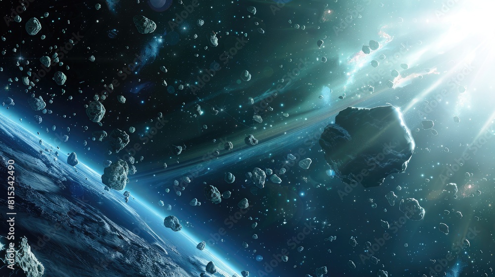 Poster various large and small asteroids orbit in close proximity to earth some of which are classified as 