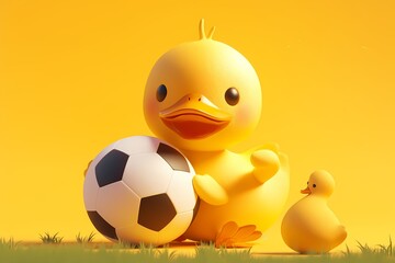 cartoon duck holding a ball