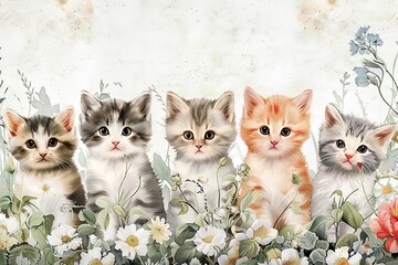 Illustration of cute kittens 