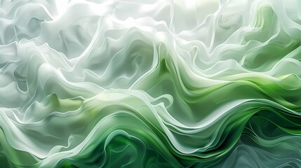 Obraz premium Digital technology green and white flowing lines poster PPT background