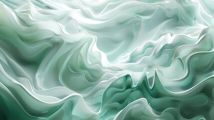 Obraz premium Digital technology green and white flowing lines poster PPT background