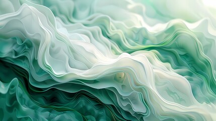 Obraz premium Digital technology green and white flowing lines poster PPT background