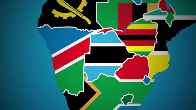 Botswana map flag country nation outline world motion graphics animation