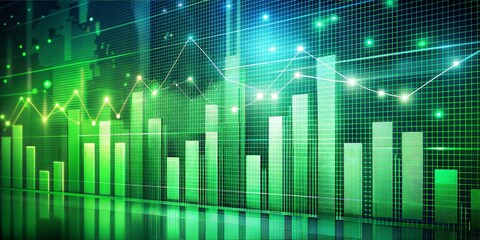 abstract, financial graph,  technology, lomo, Ultra-Wide Angle, green background