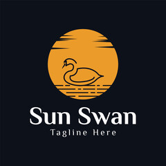 sun swan logo vector illustration