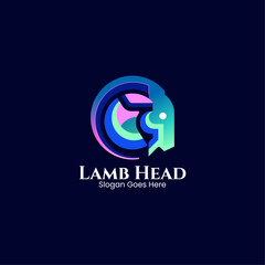 Vector Logo Illustration Lamb Head Gradient Colorful Style.