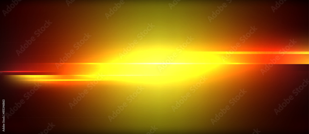 Aufkleber An astronomical object shines with a bright amber and orange light against a dark sky, creating an afterglow in the natural landscape near the horizon at sunset