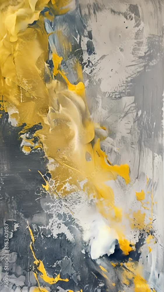 Poster a canvas where yellow laughs and leaps, casting sunshine into the corners of a grey world, blending 