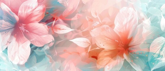 A vibrant pastel whirl of watercolor blends into an abstract floral pattern. The background is a soft mix of warm and cool tones.