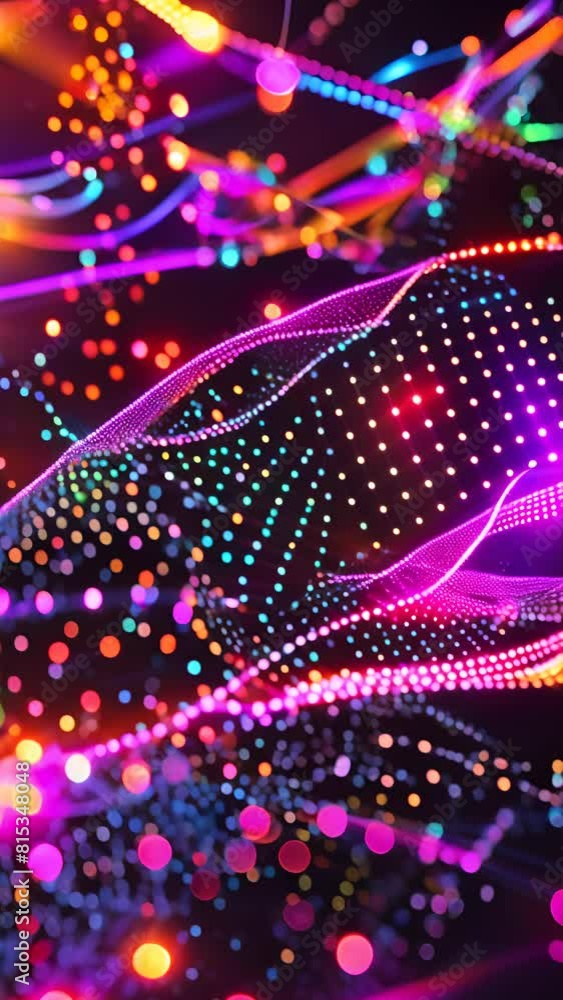 Poster a colorful, abstract image with many dots and lines. the image is full of energy and movement, with 