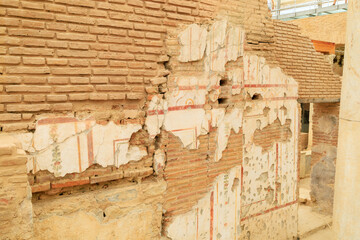 Archaeological excavations in the city of Ephesus. Background with selective focus and copy space