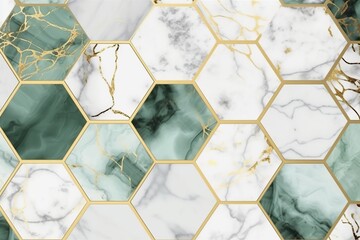 a gold and green marble wall with a gold and white marble pattern.
