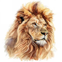 Dignified lion with a flowing mane single object clipart