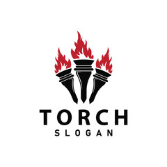 Illustration black silhouette torch logo flame design olympic sport victory inspiration