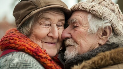 Basking in the glow of enduring love, as a mature couple shares tender moments of closeness, their affection radiating in every glance and touch.