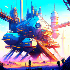 공업단지 사이버 펑크 배경