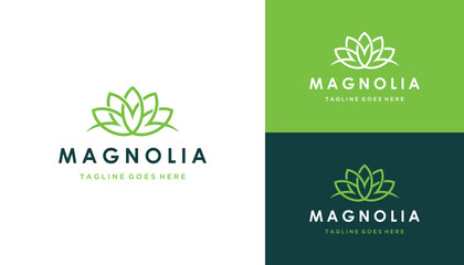 Initial Letter M Magnolia Flower with Simple Floral Beauty Logo Design