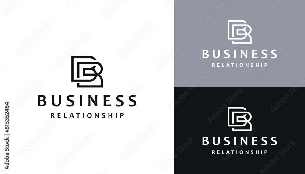 Aufkleber initial letter br r b rb monogram with simple modern connected lines logo design