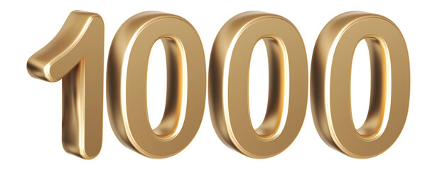 1K Follower Gold 3D Number 