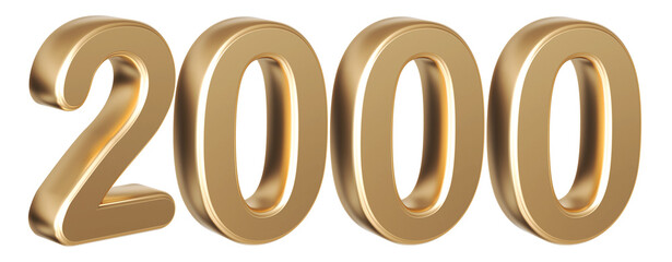 2K Follower Gold 3D Number 