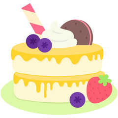 cute sweet hand drawn colorful sweet and dessert cakes cafe hopping illustration pancake