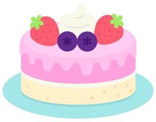 cute sweet hand drawn colorful sweet and dessert cakes cafe hopping strawberry and blueberry cake