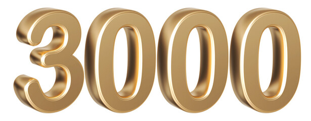 3K Follower Gold 3D Number 