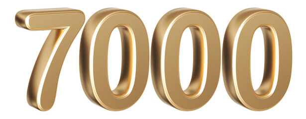 7K Follower Gold 3D Number 