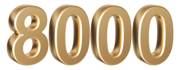 8K Follower Gold 3D Number 