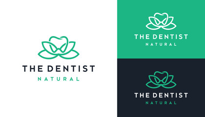 Beauty Flower with Teeth For Fresh Natural or Orthodontic Dentistry Dentist Logo Design