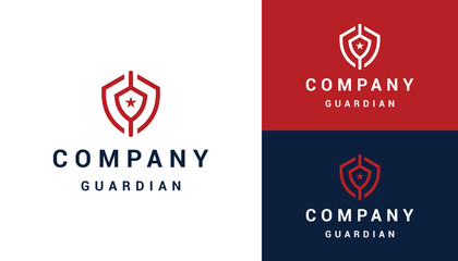 Initial Letter C CC with Shield and Star Shape for Military Army Veteran Logo Design