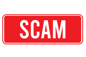 Vector illustration of the word scam in red ink stamp